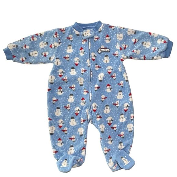 Carter’s | Baby Boys Blue Fleece Snowman Christmas Footed Pajamas Sleepe… - Picture 1 of 12